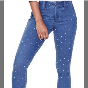 NYDJ Blue Polka Dot Skinny Jeans